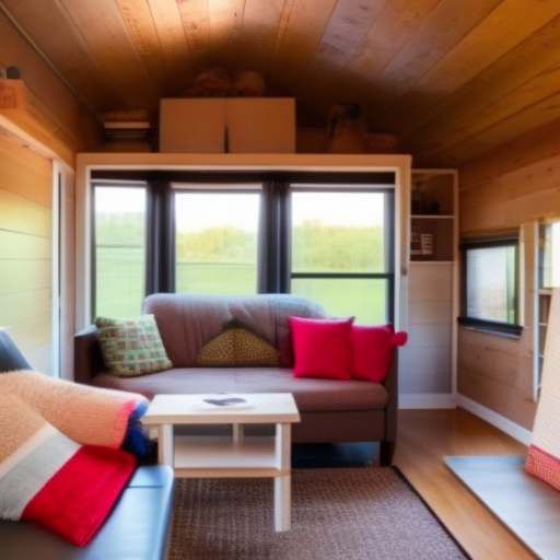 How big is a living room in a tiny house?